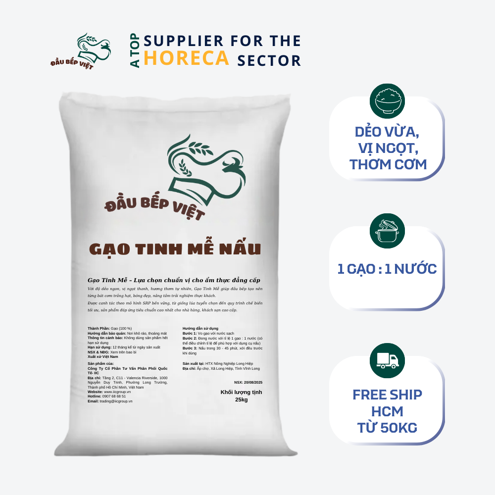GẠO TINH MỄ NẤU ĐẦU BẾP VIỆT 25KG