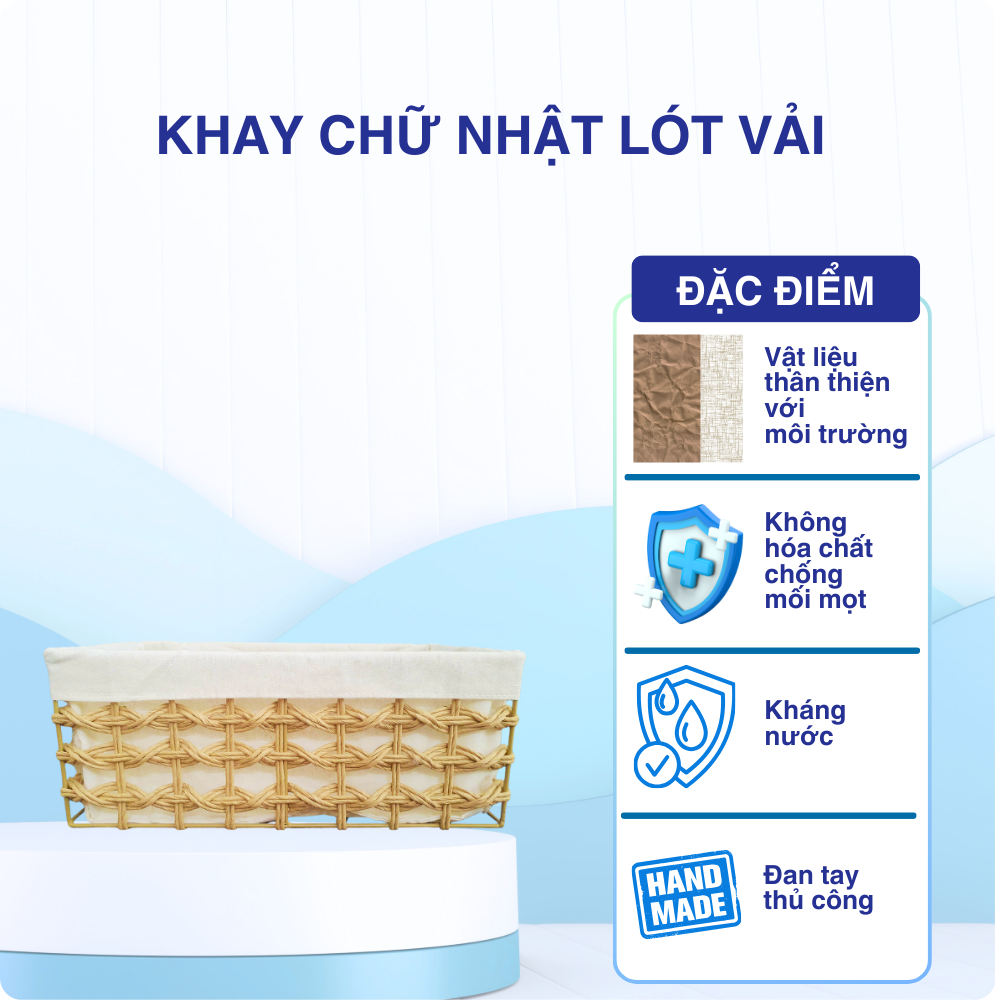 KHAY GIẤY CHỮ NHẬT L&Oacute;T VẢI
