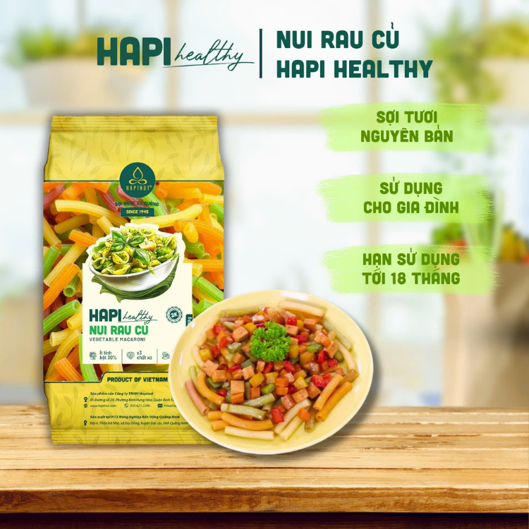 Nui rau củ HAPI g&oacute;i 300g - dạng thẳng