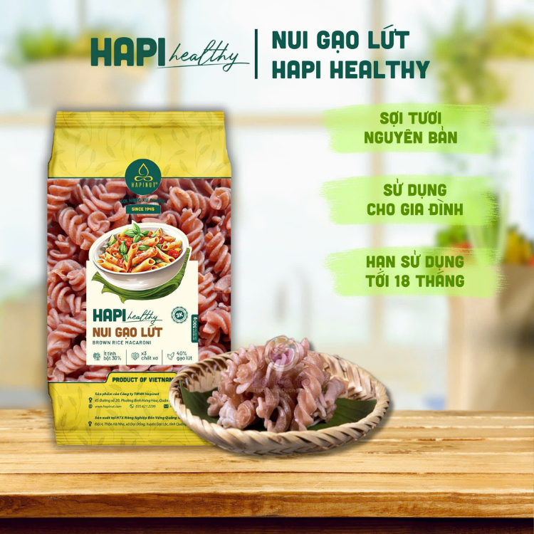 Nui gạo lứt HAPI g&oacute;i 300g- dạng xoắn