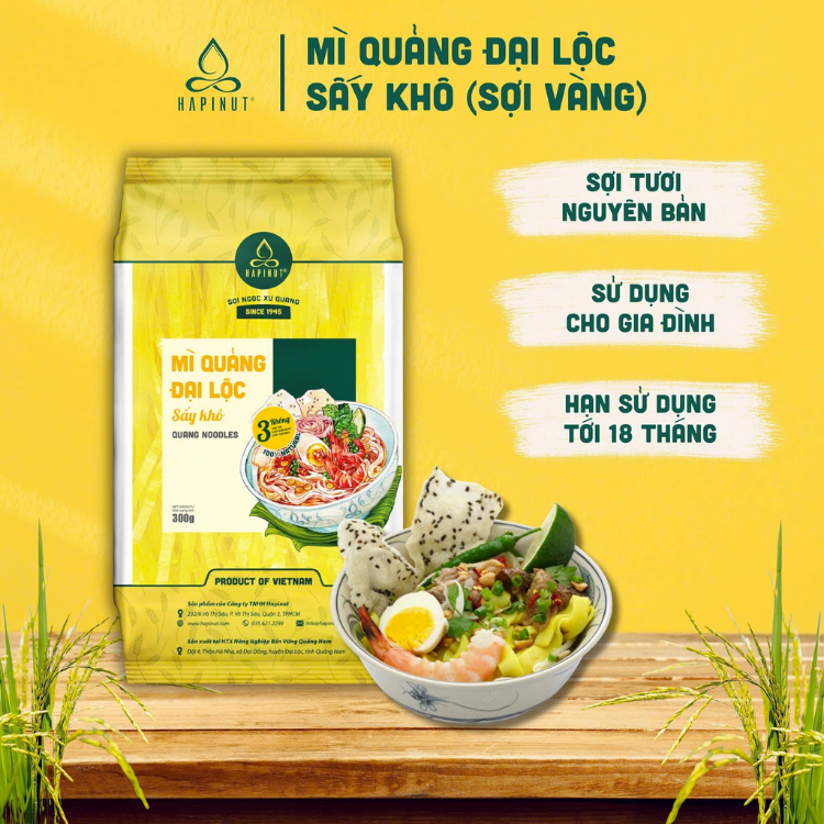M&igrave; Quảng sấy kh&ocirc; sợi v&agrave;ng g&oacute;i 300g