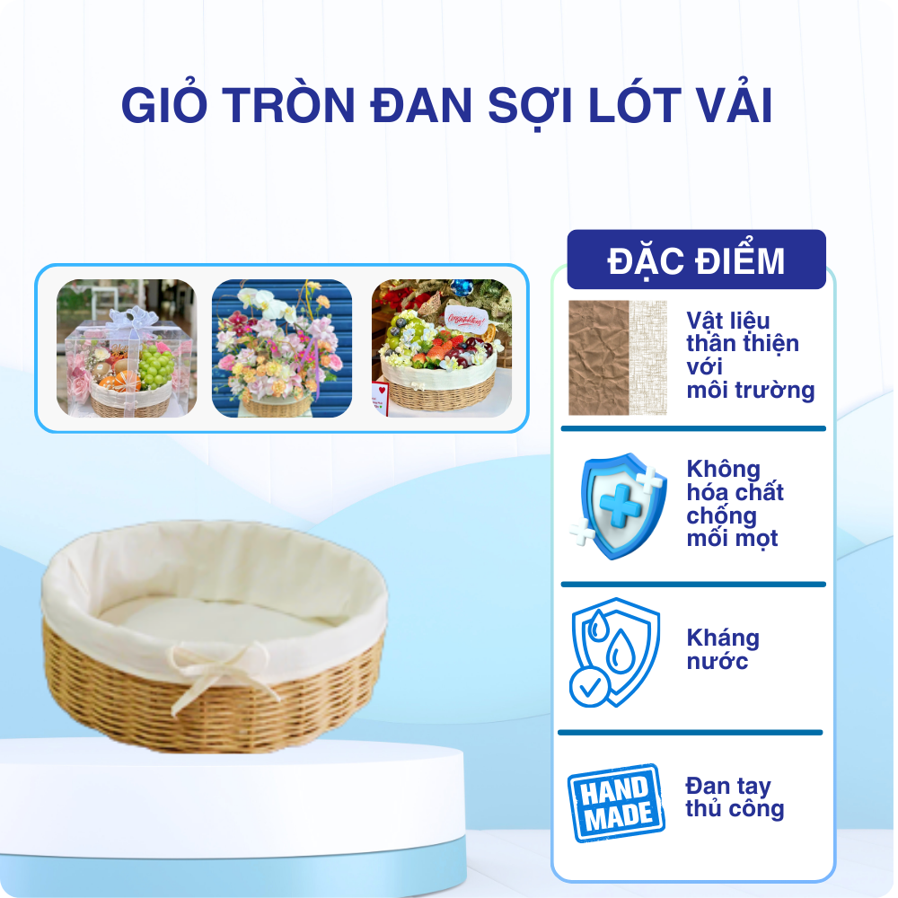 RỔ TR&Ograve;N ĐAN SỢI L&Oacute;T VẢI
