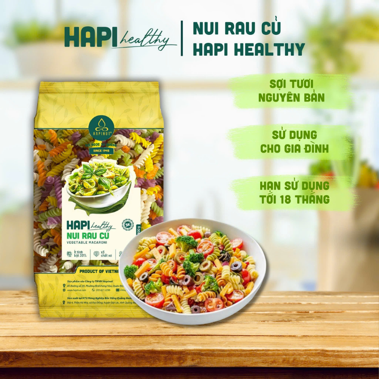 Nui rau củ HAPI g&oacute;i 300g - dạng xoắn