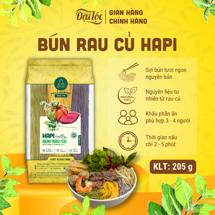 B&uacute;n rau củ HAPI g&oacute;i 205g
