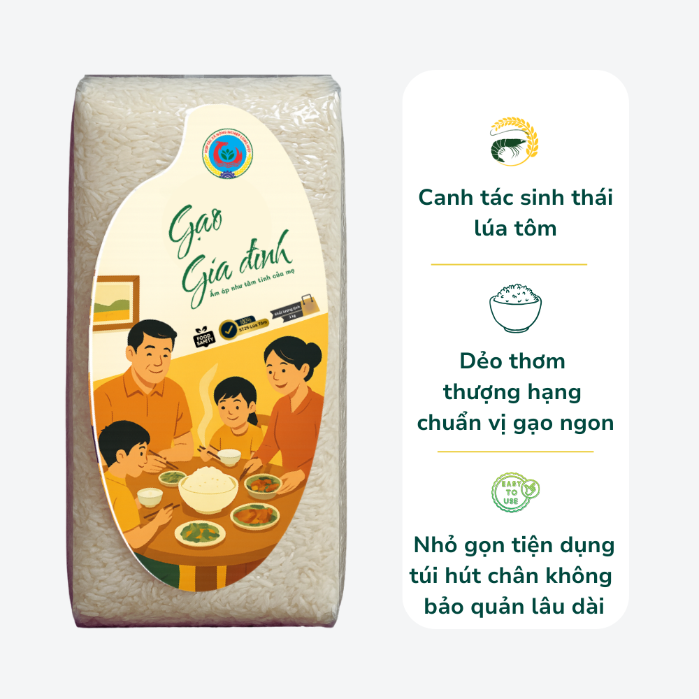 GẠO GIA Đ&Igrave;NH ST25 SINH TH&Aacute;I L&Uacute;A T&Ocirc;M 1KG